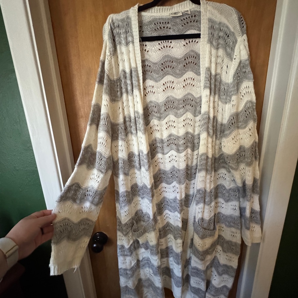 Striped Knit Cardigan Sweater
